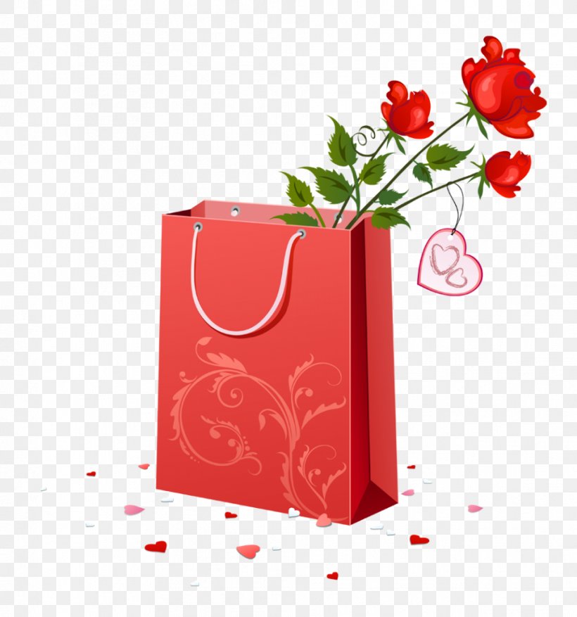 Gift Bag Valentine's Day Clip Art, PNG, 957x1024px, Gift, Bag, Floral Design, Flower, Flowering Plant Download Free