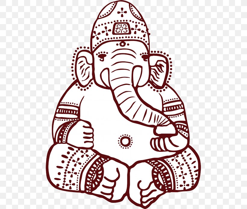 Ganesha Asian Elephant Mehndi, PNG, 515x694px, Ganesha, Area, Art, Asian Elephant, Black And White Download Free