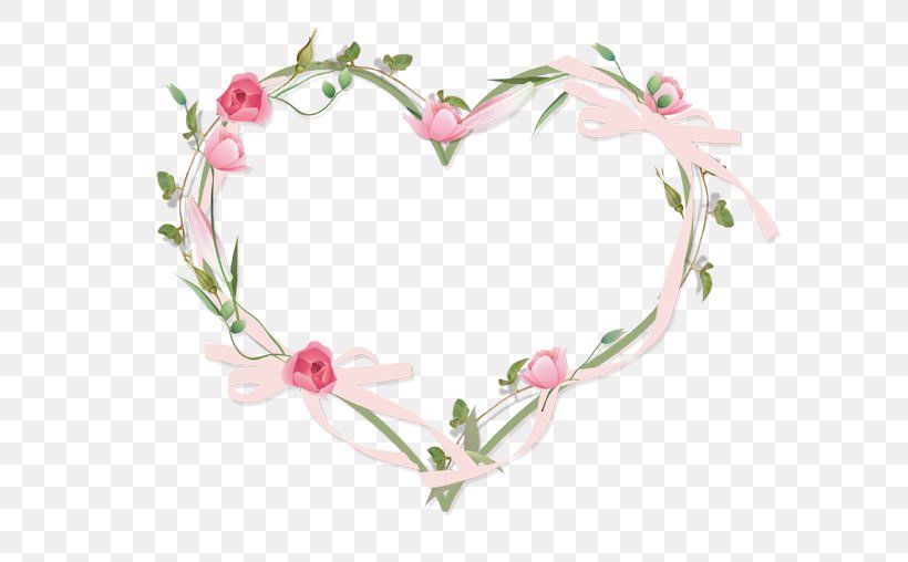 Hearts And Flowers Border Picture Frames Clip Art, PNG, 600x508px, Hearts And Flowers Border, Art, Blossom, Body Jewelry, Branch Download Free
