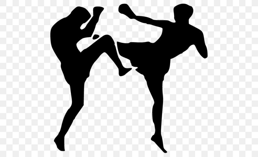 Kickboxing Muay Thai Martial Arts, PNG, 500x500px, Kickboxing, Arm, Black And White, Boxing, Brazilian Jiujitsu Download Free