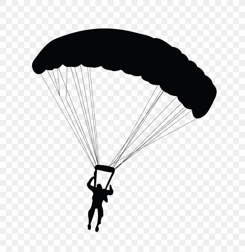 Parachuting Parachute Paragliding, PNG, 1393x1429px, Parachute, Air Sports, Black And White, Closing Pin, Extreme Sport Download Free