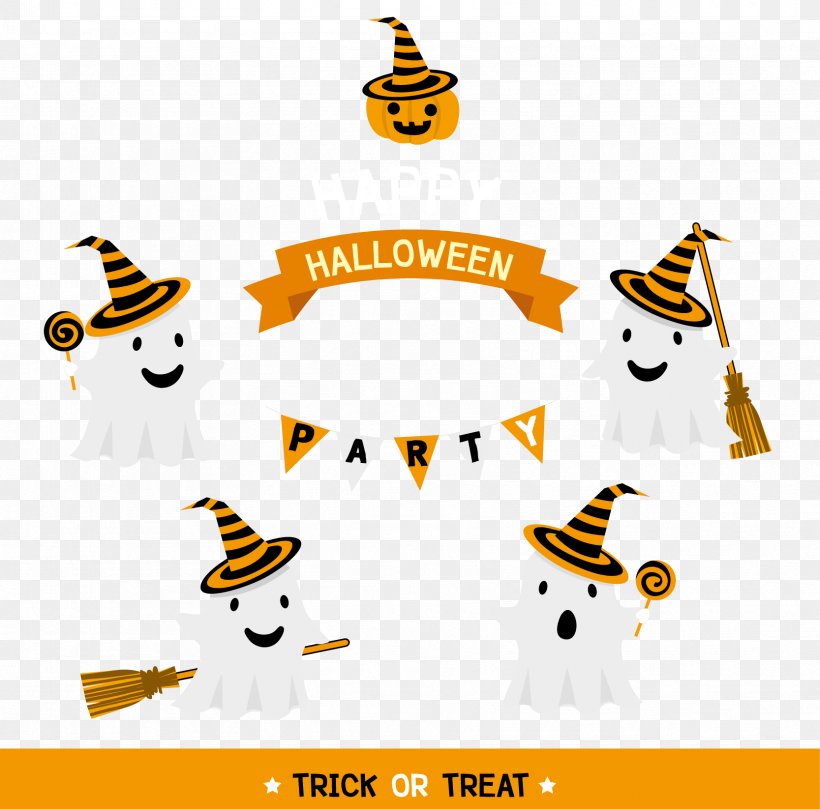 Happy Halloween Cute White Ghost Element, PNG, 1667x1646px, Halloween, Area, Brand, Clip Art, Designer Download Free