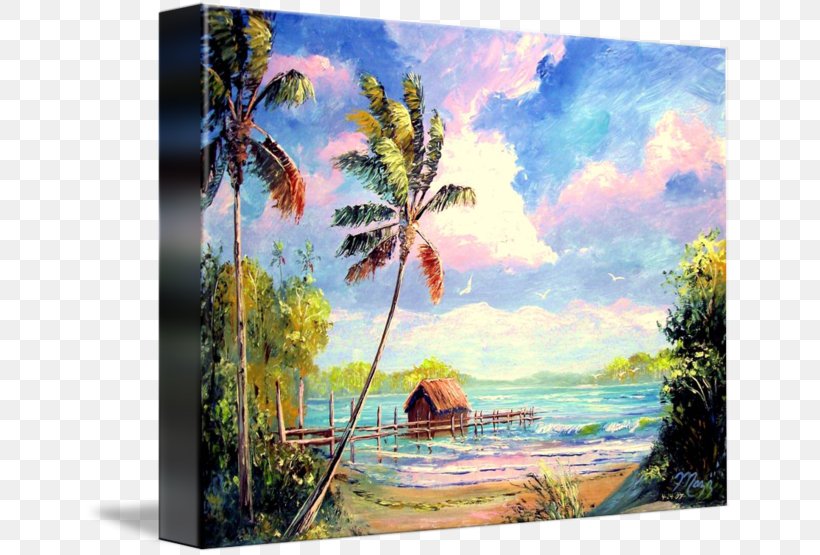 Watercolor Painting Acrylic Paint Gallery Wrap, PNG, 650x555px, Painting, Acrylic Paint, Art, Artwork, Beach Download Free