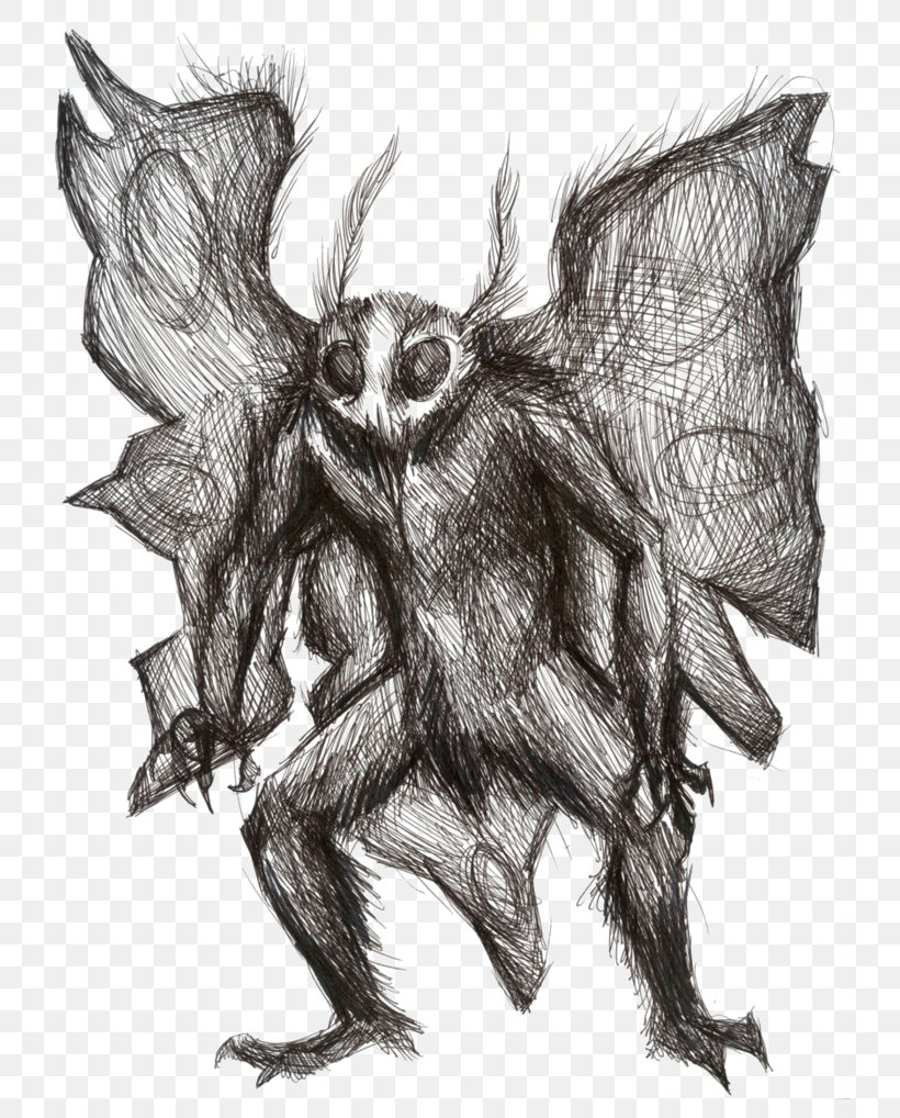 Flatwoods Monster Point Pleasant Mothman Drawing, PNG, 785x1018px, Flatwoods Monster, Art, Artwork, Bat, Black And White Download Free