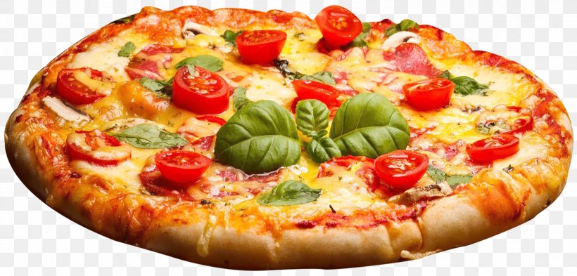 Pizza Margherita Italian Cuisine Fast Food, PNG, 2456x1178px, Pizza, American Food, California Style Pizza, Cuisine, Dish Download Free