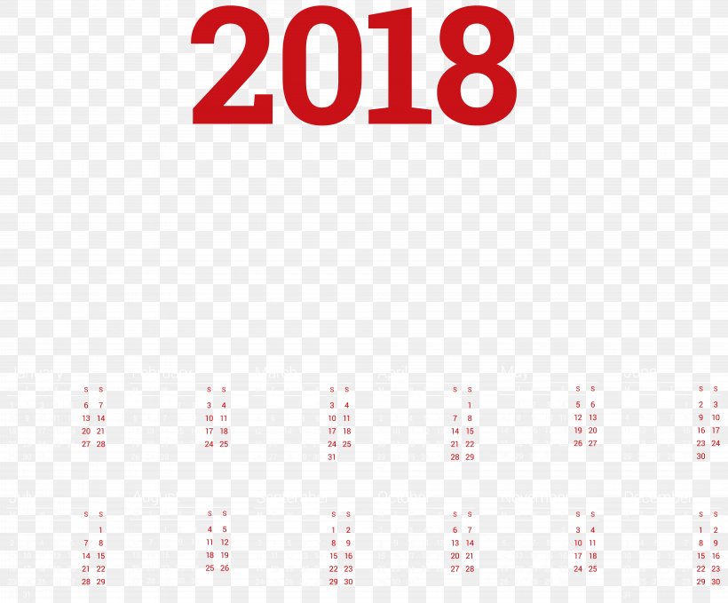 Calendar 0 Clip Art, PNG, 8000x6632px, 2016, 2017, 2018, Calendar, Area Download Free