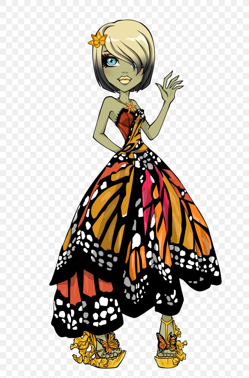 Monarch Butterfly Monster High Illustration Frankie Stein Art, PNG, 641x1245px, Monarch Butterfly, Art, Brush Footed Butterfly, Butterfly, Character Download Free