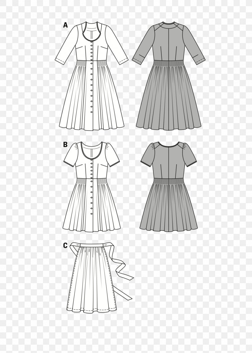 Burda Style Dress Gown Sewing Pattern, PNG, 1286x1800px, Burda Style, Abdomen, Apron, Black And White, Clothes Hanger Download Free