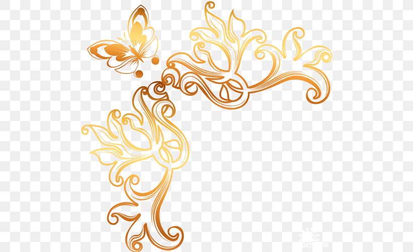 Digital Image Ornament Photography Clip Art, PNG, 500x500px, Digital Image, Body Jewelry, Butterfly, Flower, Gold Download Free