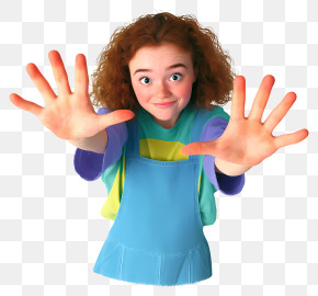 Playful Redhead Girl Reaching PNG