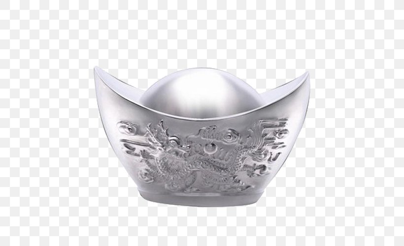 Silver Sycee Ingot U5143u5b9d, PNG, 500x500px, Silver, Bowl, Chao, Chinese Dragon, Free Silver Download Free