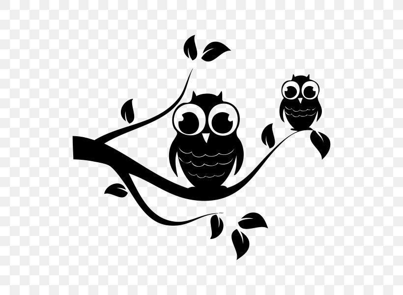 Owl Wall Decal Sticker, PNG, 600x600px, Owl, Amphibian, Black, Black And White, Decal Download Free