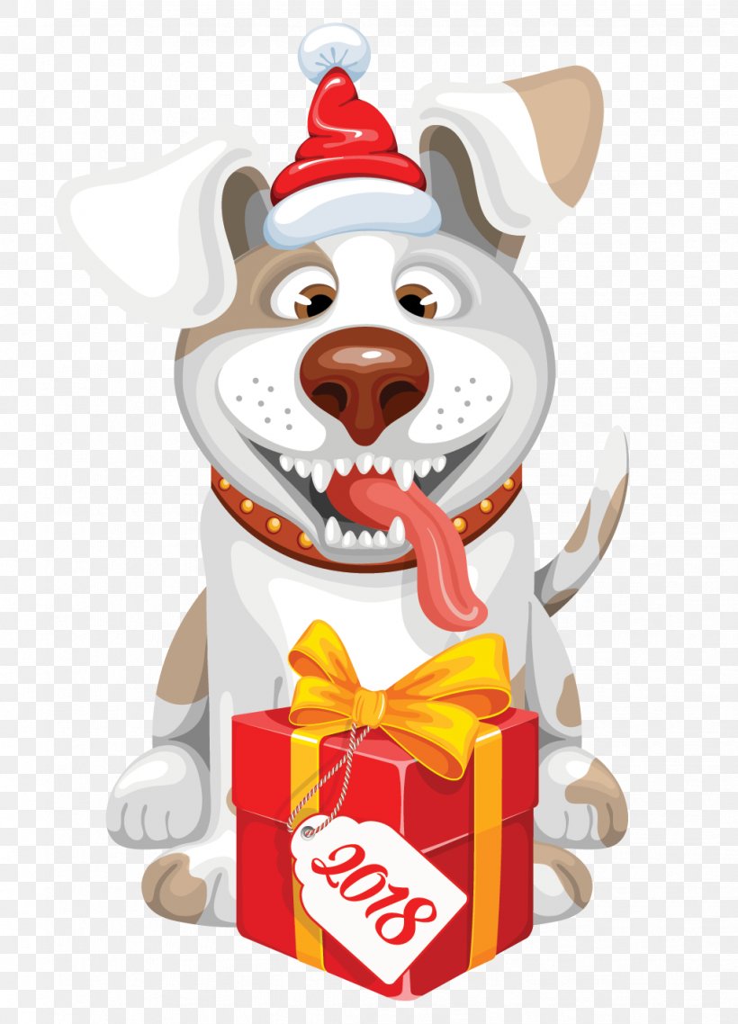 Dog Santa Claus Chinese New Year Clip Art, PNG, 1021x1417px, 2018, Dog, Chinese New Year, Christmas, Christmas Decoration Download Free