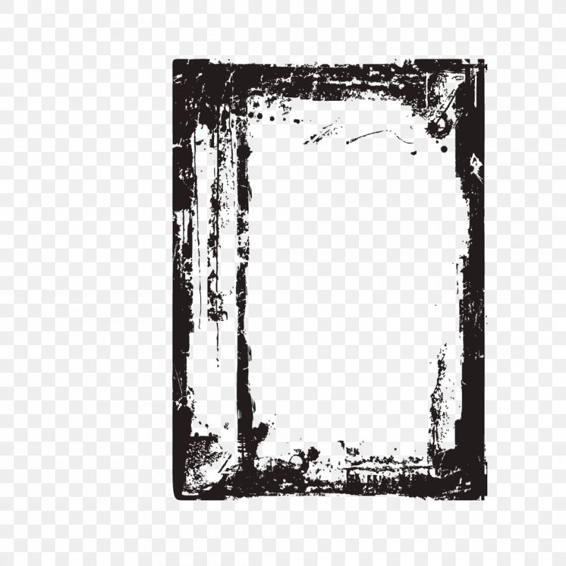 Picture Frame Black And White, PNG, 1000x1000px, Picture Frame, Artworks, Black And White, Brush, Ink Download Free
