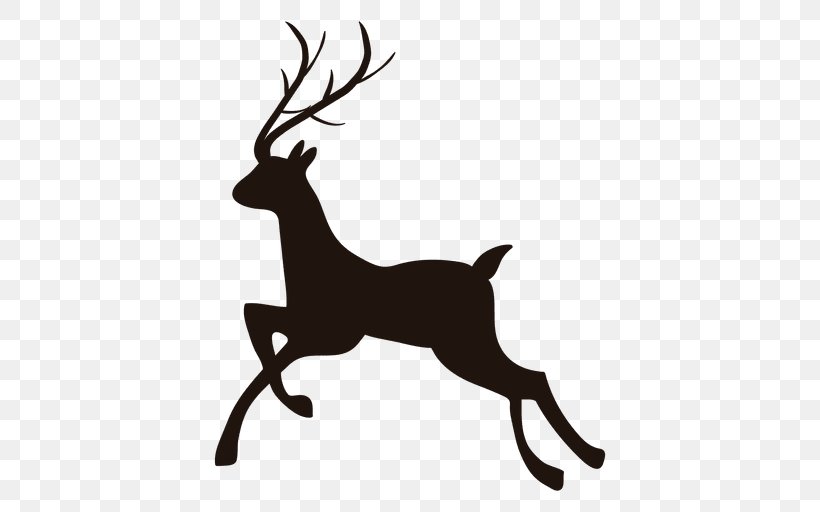 Reindeer Santa Claus Clip Art, PNG, 512x512px, Reindeer, Antler, Black And White, Christmas, Deer Download Free