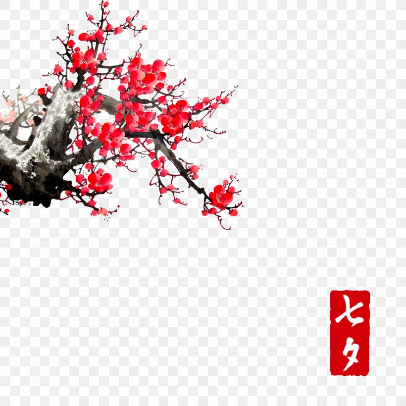 Flower Plum Blossom Chinese Painting Chinese Art, PNG, 5000x5000px, Flower, Art, Blossom, Branch, Cherry Blossom Download Free