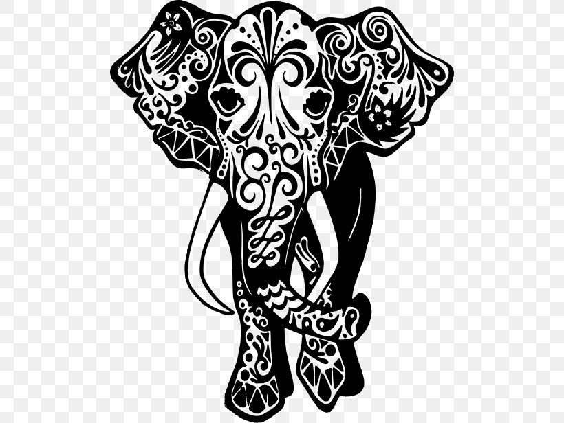Indian Elephant, PNG, 500x616px, Elephant, Blackandwhite, Coloring Book, Indian Elephant, Line Art Download Free