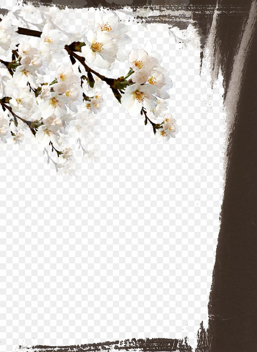 Ink Wash Painting Chinoiserie Clip Art, PNG, 1400x1918px, Ink Wash Painting, Black And White, Blossom, Branch, Cherry Blossom Download Free
