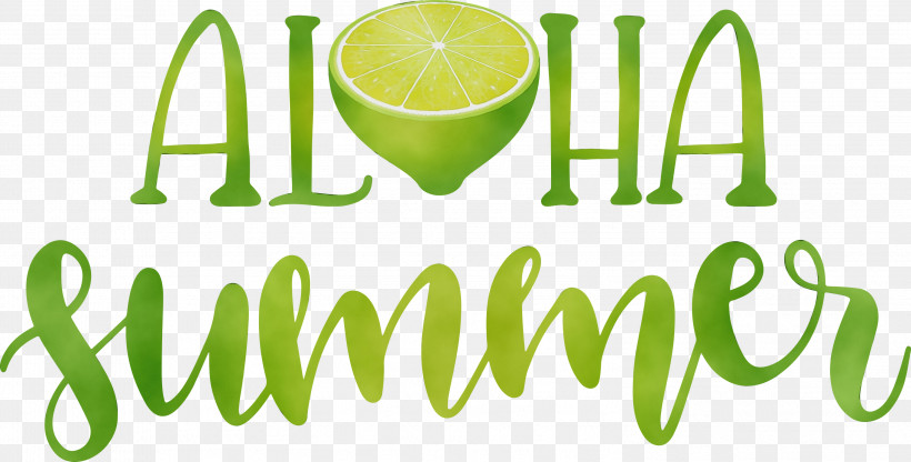 Logo Font Lime Green Lemon, PNG, 2999x1525px, Aloha Summer, Fruit, Green, Lemon, Lime Download Free