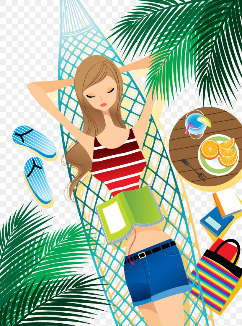 Hammock Relaxation Illustration, PNG, 912x1228px, Watercolor, Cartoon