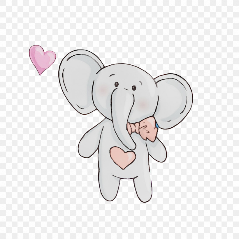Elephant, PNG, 1000x1000px, Watercolor, Cartoon, Ear, Elephant, Mouse Download Free