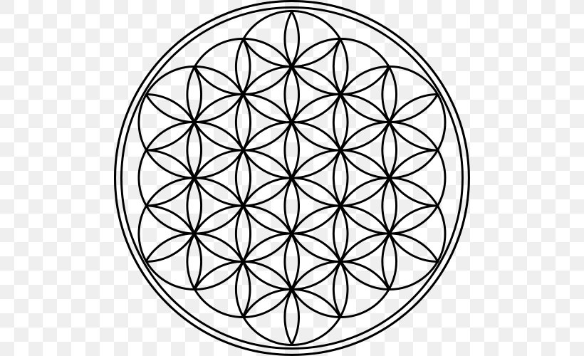 Overlapping Circles Grid Mandala Symbol Sacred Geometry, PNG, 500x500px, Overlapping Circles Grid, Area, Art, Bicycle Part, Bicycle Wheel Download Free
