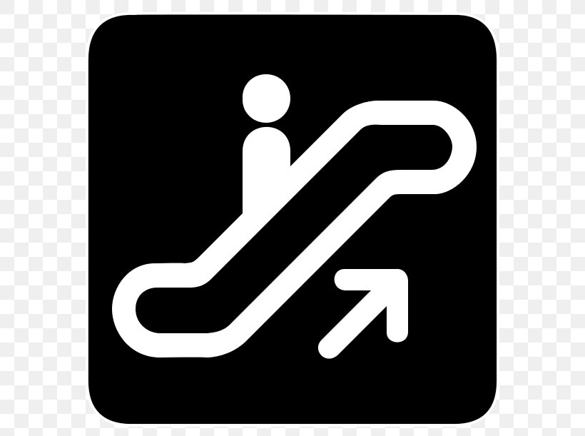 Escalator Stairs Signage, PNG, 611x611px, Escalator, Area, Black And White, Brand, Building Download Free