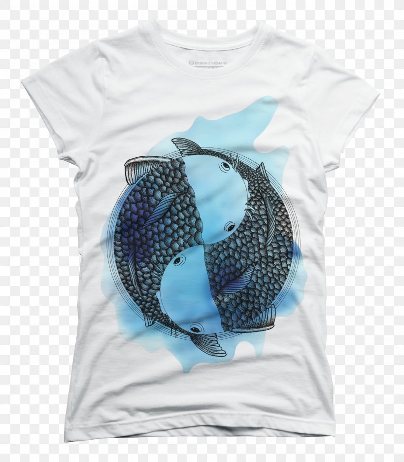 T-shirt Pisces Zodiac Astrological Sign Black And White, PNG, 2100x2400px, Tshirt, Art, Astrological Sign, Black And White, Blue Download Free
