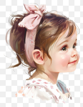 Baby Girl - Cute Girl With Pink Bow PNG