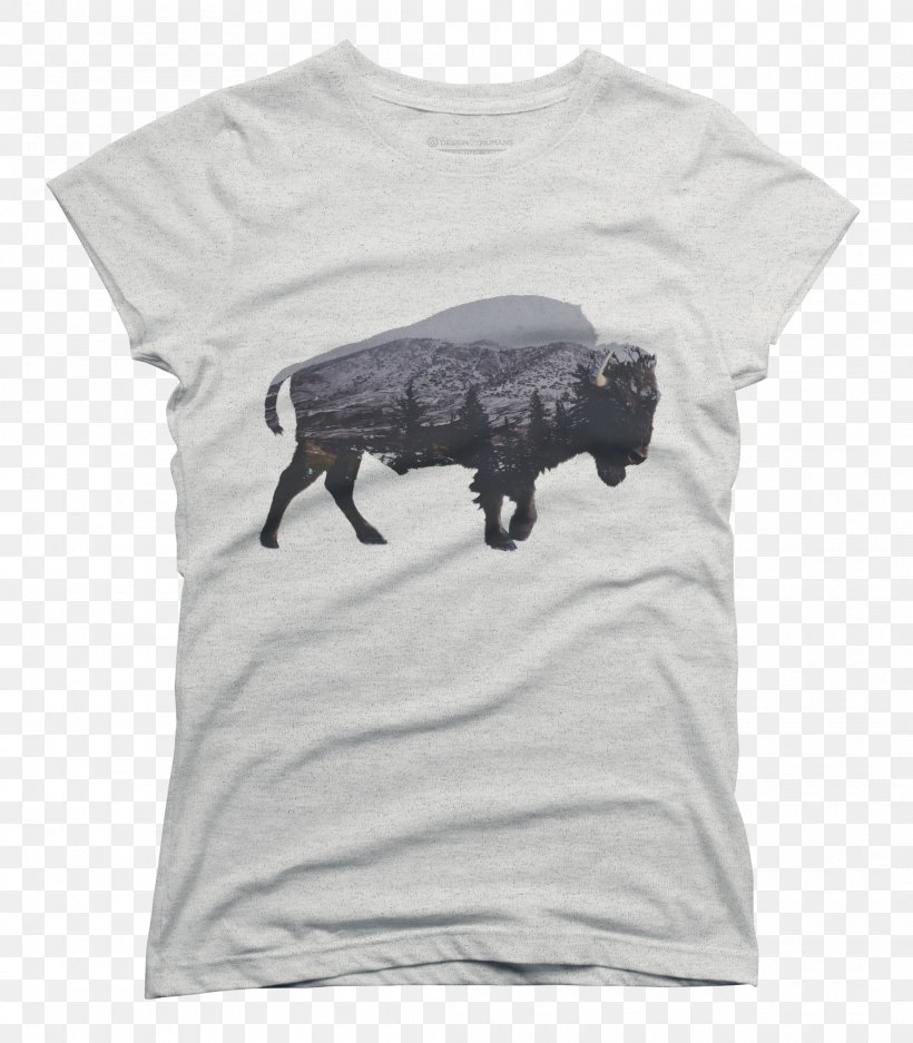 Long-sleeved T-shirt Long-sleeved T-shirt Neckline Design By Humans, PNG, 2100x2400px, Tshirt, American Bison, Bison, Canvas, Clothing Download Free