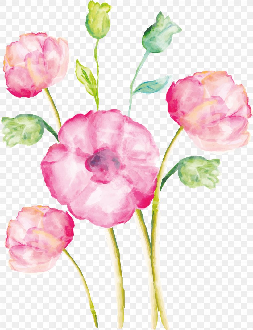 Watercolor Painting Drawing Image Watercolor: Flowers, PNG, 6911x8994px, Watercolor Painting, Art, Botany, Chinese Peony, Common Peony Download Free