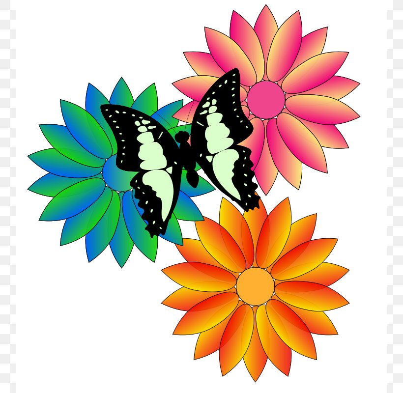 Flower Clip Art, PNG, 756x800px, Flower, Arthropod, Brush Footed Butterfly, Butterfly, Cartoon Download Free