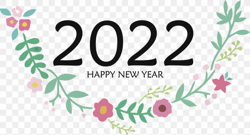 2022 Happy New Year 2022 New Year 2022, PNG, 3000x1621px, Floral Design, Biology, Flower, Fruit, Line Download Free