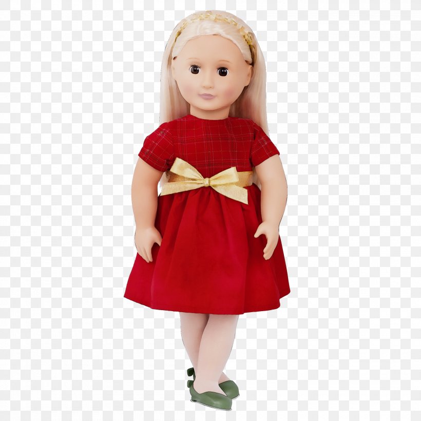 Doll Toy Clothing Red Figurine, PNG, 2100x2100px, Watercolor, Action Figure, Blond, Brown Hair, Child Download Free