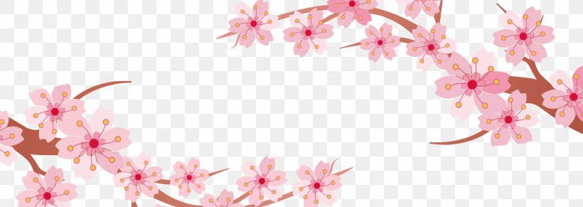 Cherry Blossom Banner, PNG, 2988x1062px, Cherry Blossom, Banner, Blossom, Branch, Cherry Download Free