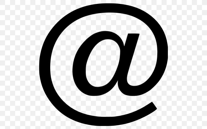 Email Symbol At Sign Clip Art, PNG, 512x512px, Email, Area, At Sign, Black And White, Brand Download Free