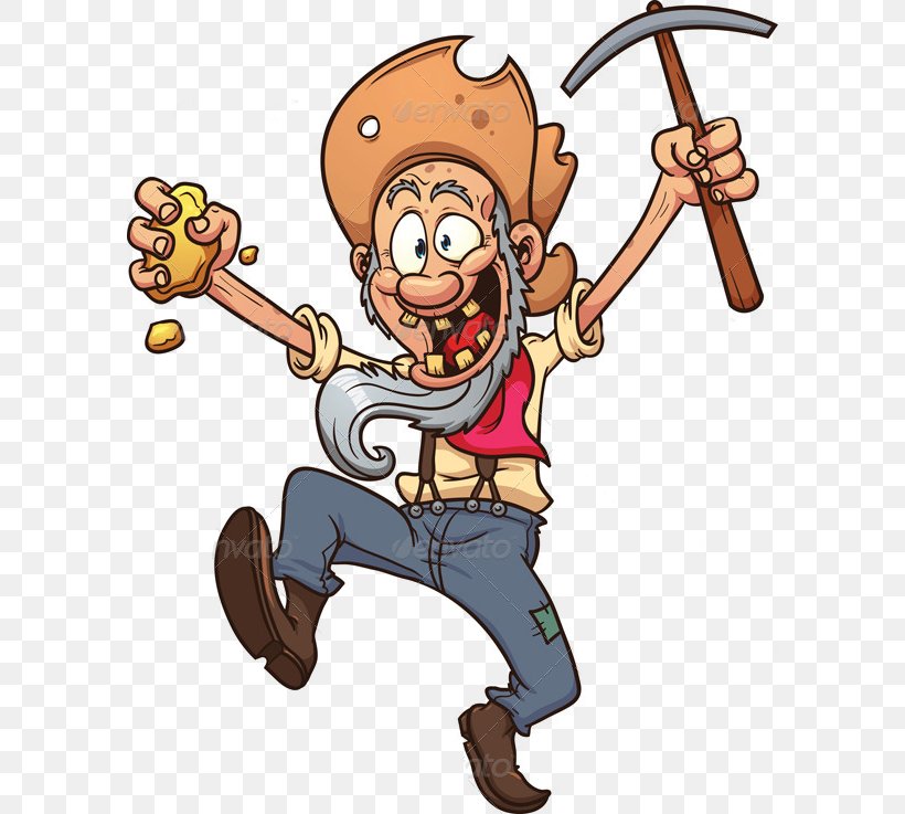 Royalty-free Gold Mining Cartoon, PNG, 590x737px, Royaltyfree, Animation, Art, Cartoon, Fictional Character Download Free