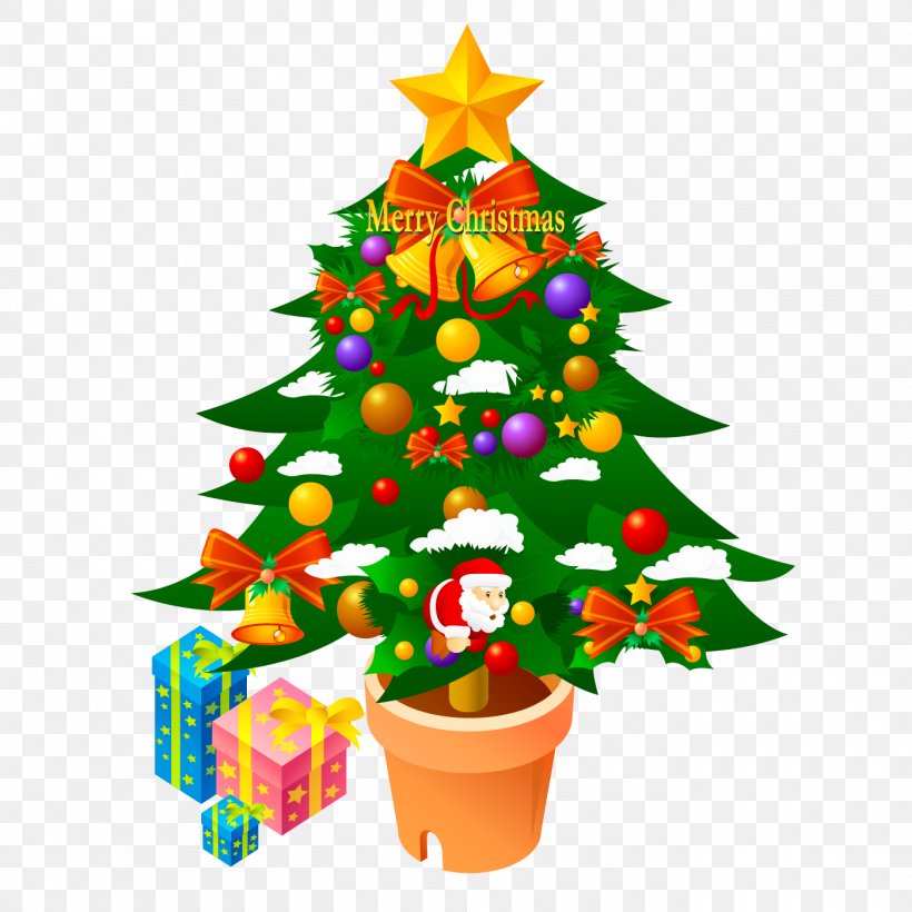 Santa Claus Christmas Tree Christmas Day Pre-lit Tree Clip Art, PNG, 1400x1400px, Santa Claus, Artificial Christmas Tree, Christmas, Christmas Day, Christmas Decoration Download Free