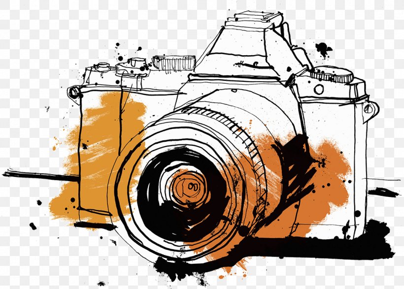Single-lens Reflex Camera Drawing Photography Illustration, PNG, 1104x791px, Camera, Art, Automotive Design, Brand, Drawing Download Free