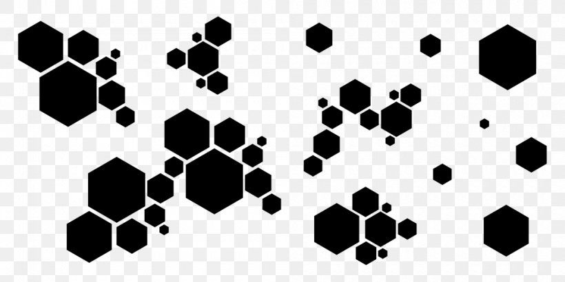Hexagon Particle, PNG, 1000x500px, Hexagon, Black, Black And White, Color, Halftone Download Free