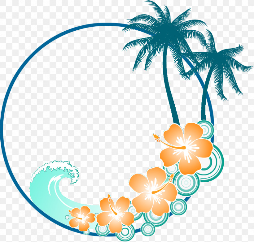 Hibiscus Frame Flower Frame, PNG, 836x798px, Hibiscus Frame, Aqua, Flower Frame, Palm Tree, Plant Download Free