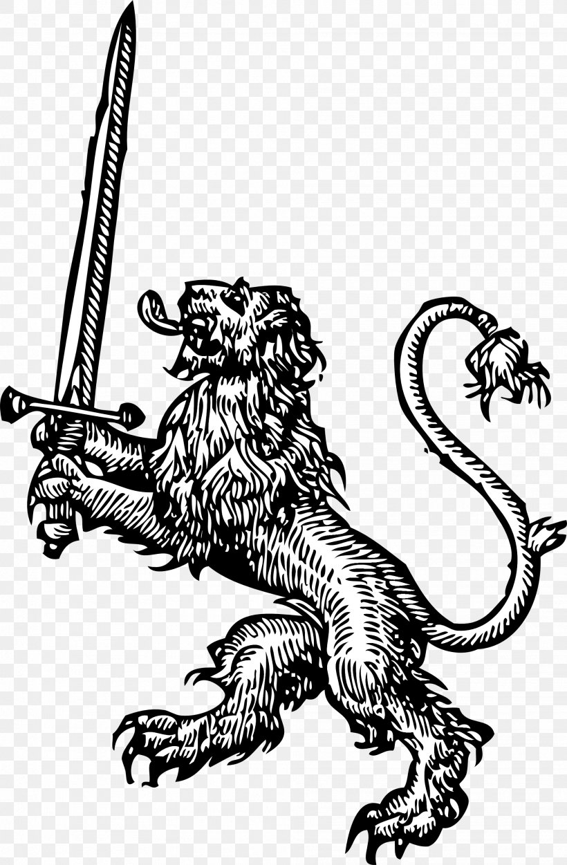 Lion Sword Clip Art, PNG, 1969x3005px, Lion, Art, Artwork, Black And White, Carnivoran Download Free