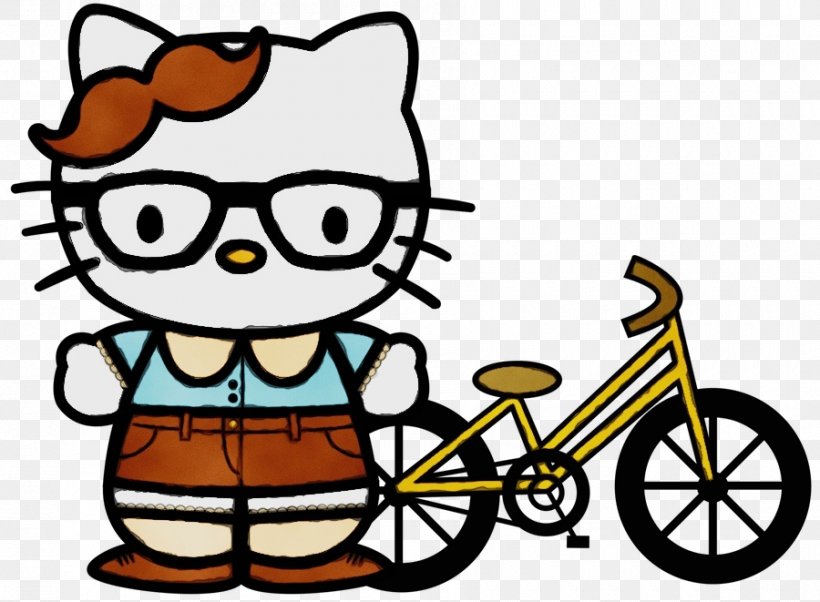 Clip Art Illustration Vector Graphics Image, PNG, 900x661px, Hello Kitty, Bicycle, Bicycle Wheel, Cartoon, Cycling Download Free