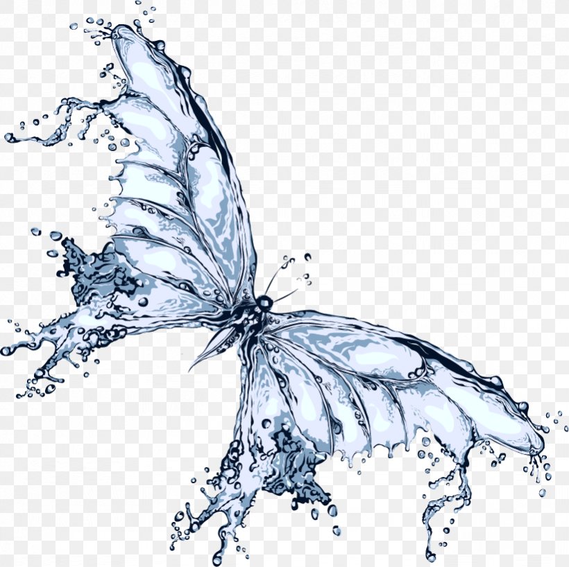 Butterfly Water Clip Art, PNG, 821x819px, Butterfly, Art, Black And White, Depositphotos, Drawing Download Free