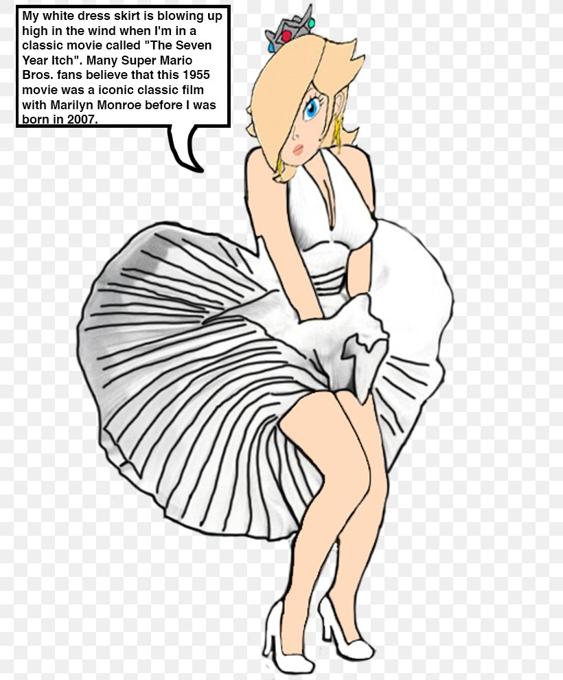 Rosalina Princess Peach Princess Daisy White Dress Of Marilyn Monroe Mario Bros., PNG, 782x990px, Watercolor, Cartoon, Flower, Frame, Heart Download Free