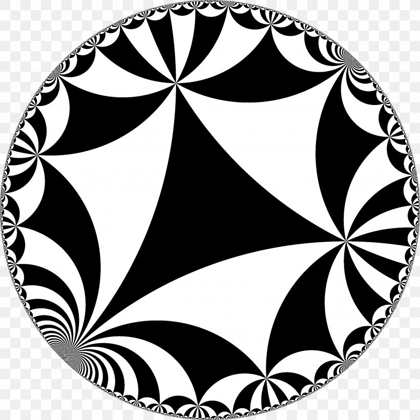 Hyperbolic Geometry Tessellation Hyperbolic Space Plane Triangle, PNG, 2520x2520px, Hyperbolic Geometry, Black, Black And White, Dimension, Geometry Download Free
