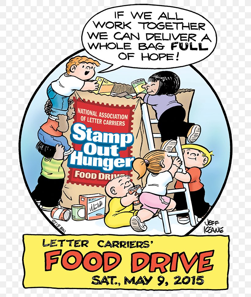 National Association Of Letter Carriers Stamp Out Hunger Food Drive Food Bank Donation, PNG, 750x971px, Stamp Out Hunger Food Drive, Aflcio, Area, Cartoon, Comic Book Download Free