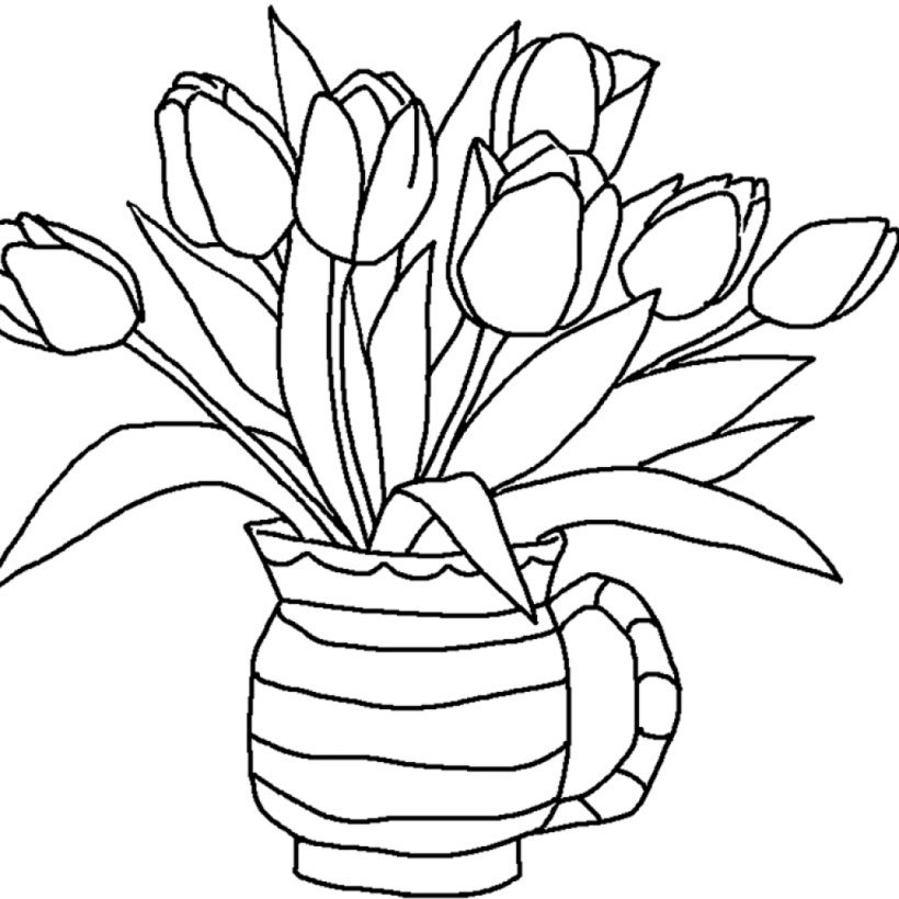 Download Coloring Book Tulip Flower Child Adult Png 1024x1024px Coloring Book Adult Artwork Black And White Book