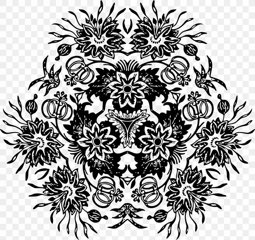 Flower Floral Design Art Pattern, PNG, 2400x2262px, Flower, Art, Black, Black And White, Decorative Arts Download Free