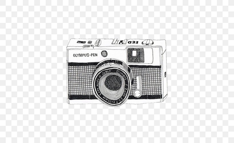 Drawing Camera Photography, PNG, 500x500px, Drawing, Art, Black And White, Camera, Camera Lens Download Free